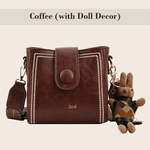 Vintage Crossbody Leather Bag 'Helena'™  | Snygg axelväska med justerbar bredare axelrem